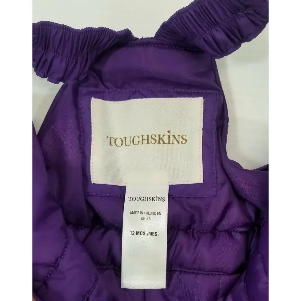 II) Infant Toughskins Waterproof Snow Jacket Bib Snow Pants Purple Leopard 12M